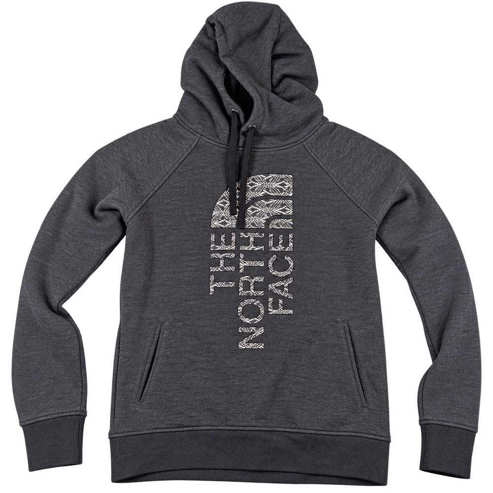 The North Face Women's Hoodie Gray Logo Pullover Sweatshirt Hooded M